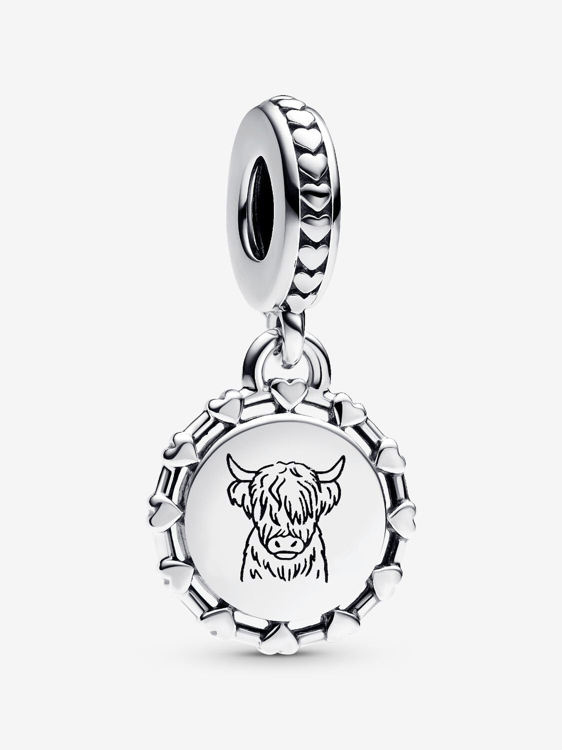 Pandora Engravable Scottish Cow Dangle Charm Sterling silver