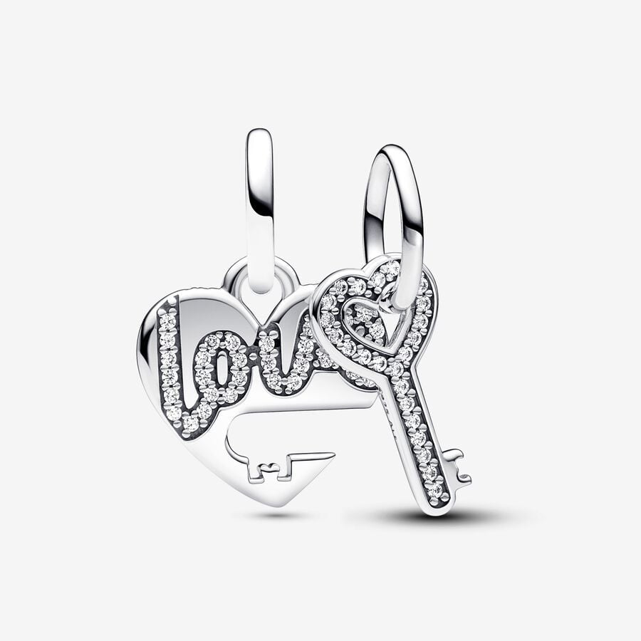 Pandora Splittable Heart & Key Dangle Charm