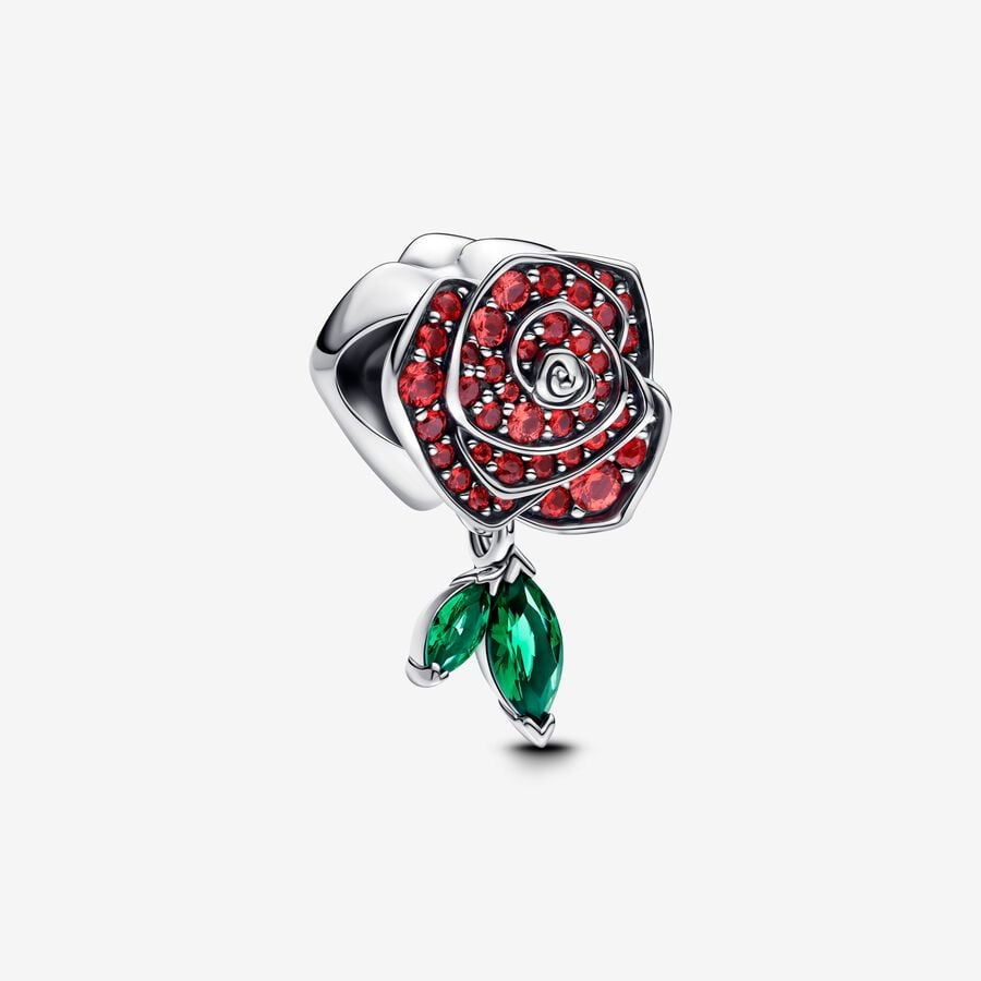 Pandora Sparkling Red Rose in Bloom Charm