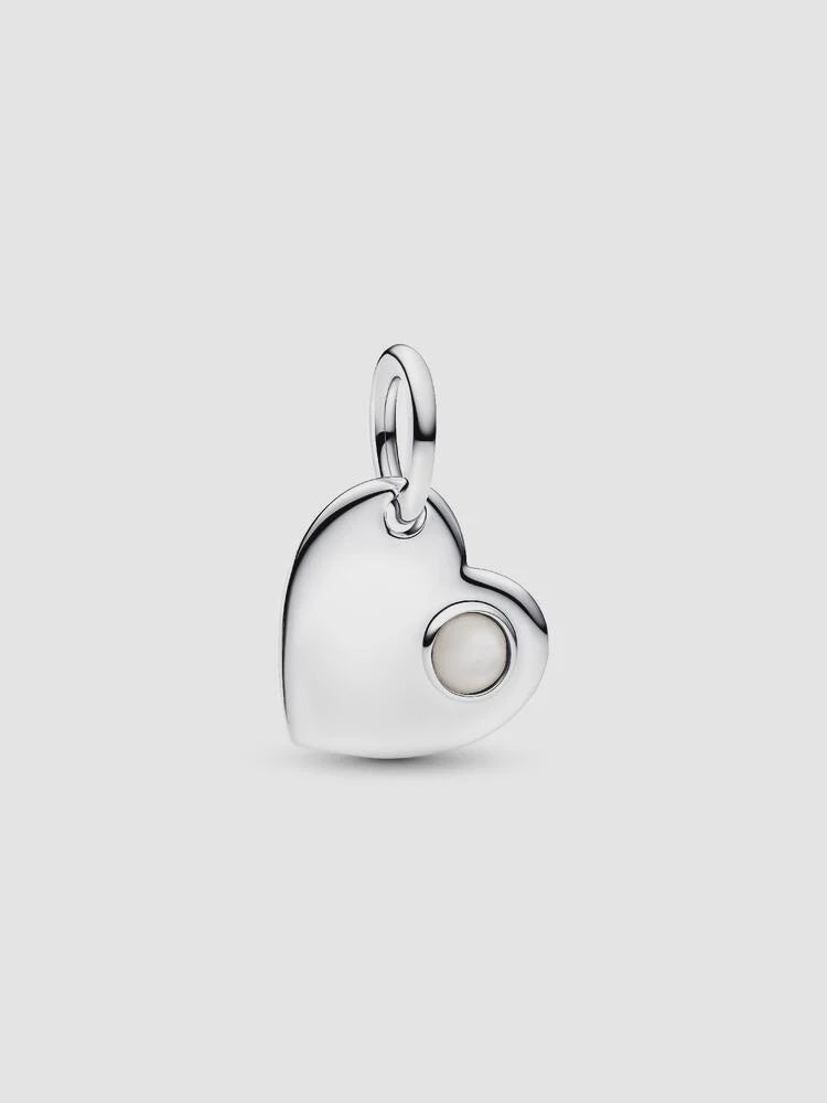 Pandora June Heart White Stone Dangle Charm
