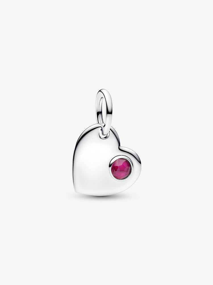 Pandora July Heart True Red Stone Dangle Charm