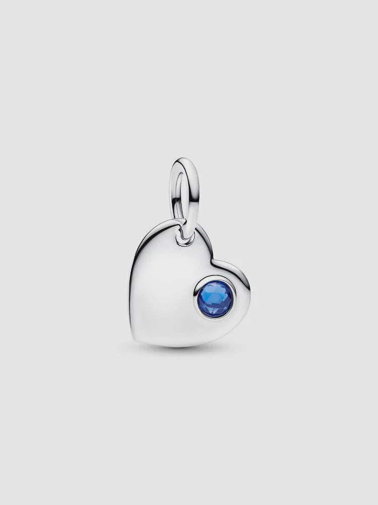 Pandora September Heart Blue Stone Dangle Charm