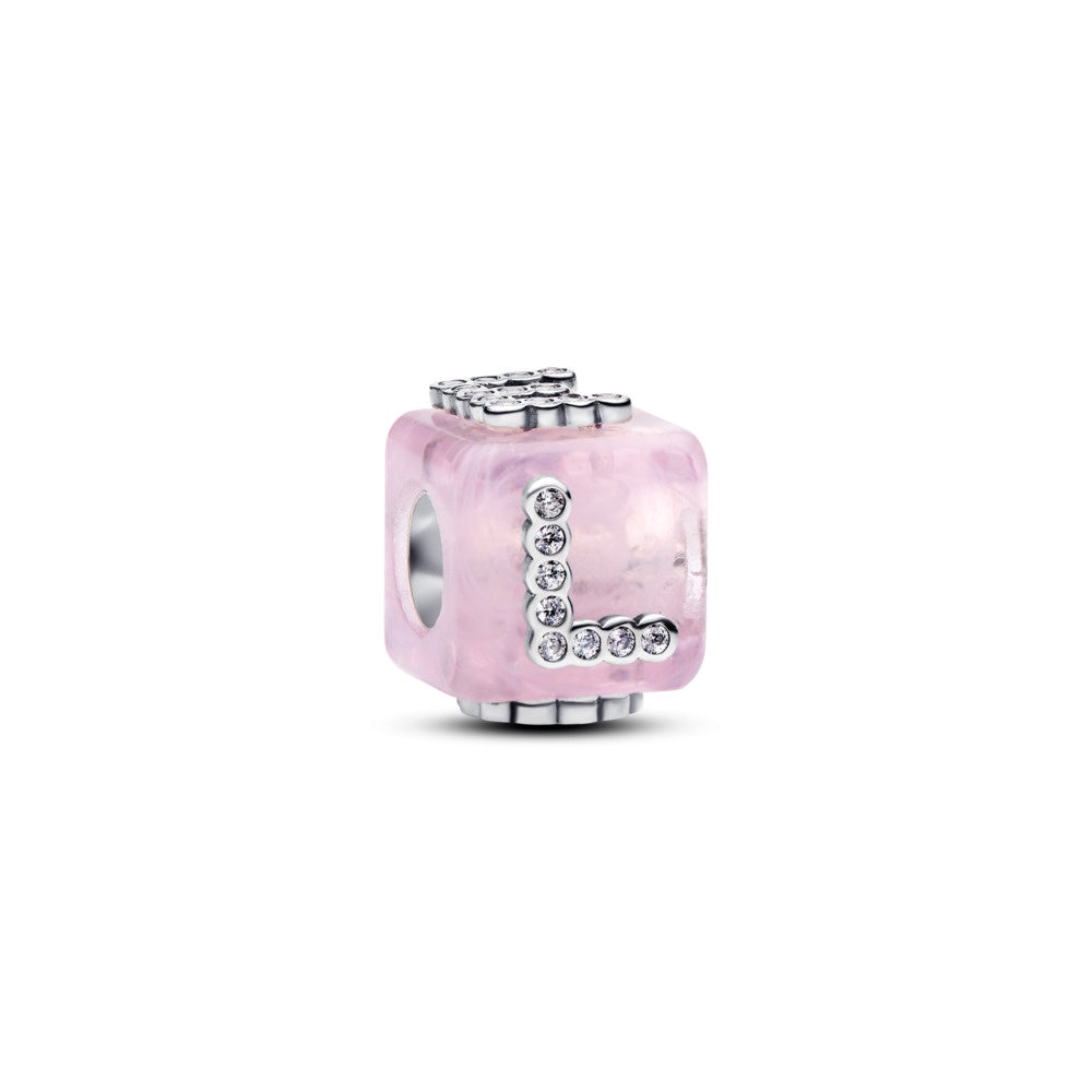 Pandora Pink Murano Glass Love Cube Charm