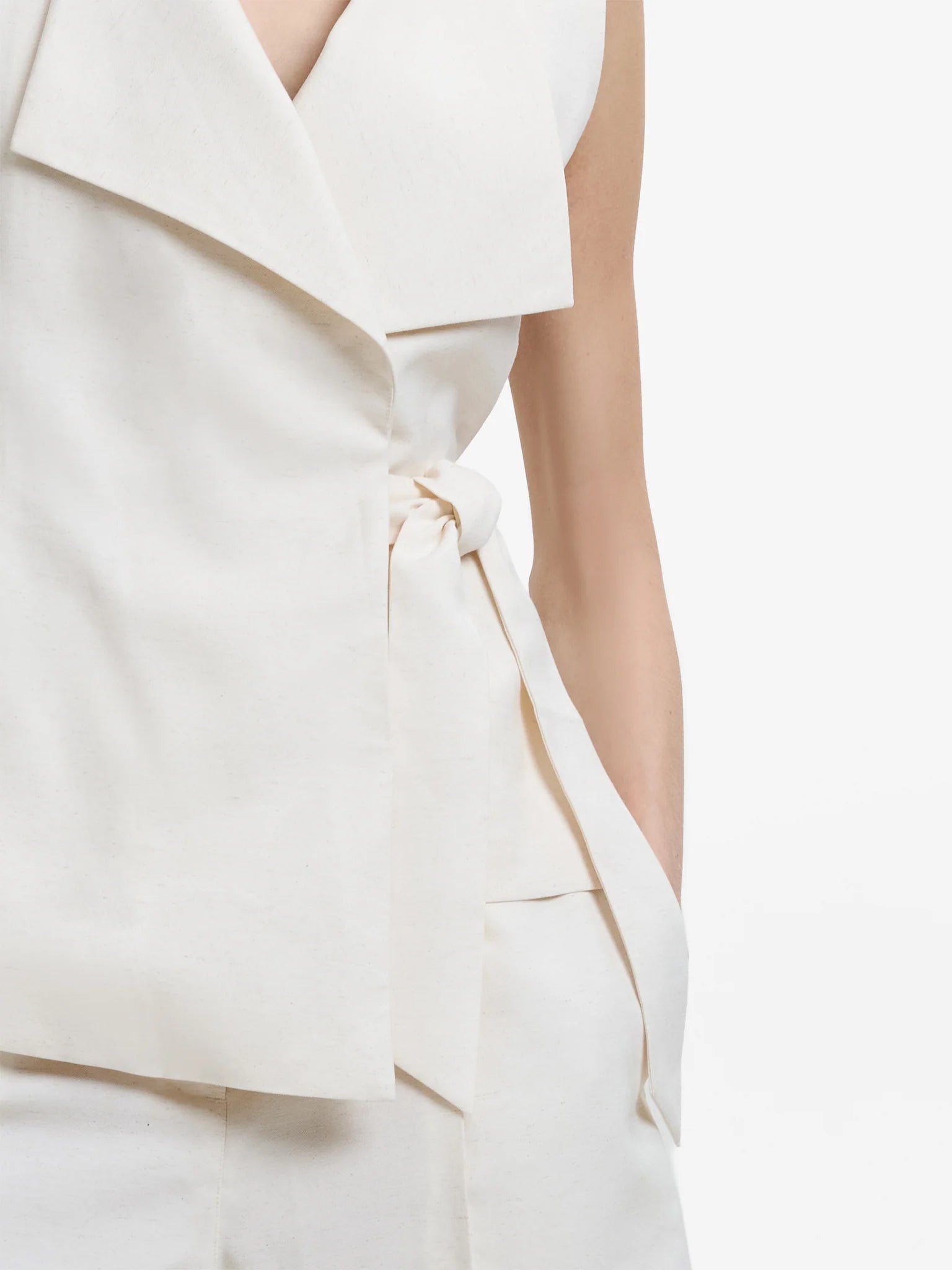 French Connection Raquel Tie Waistcoat Cream