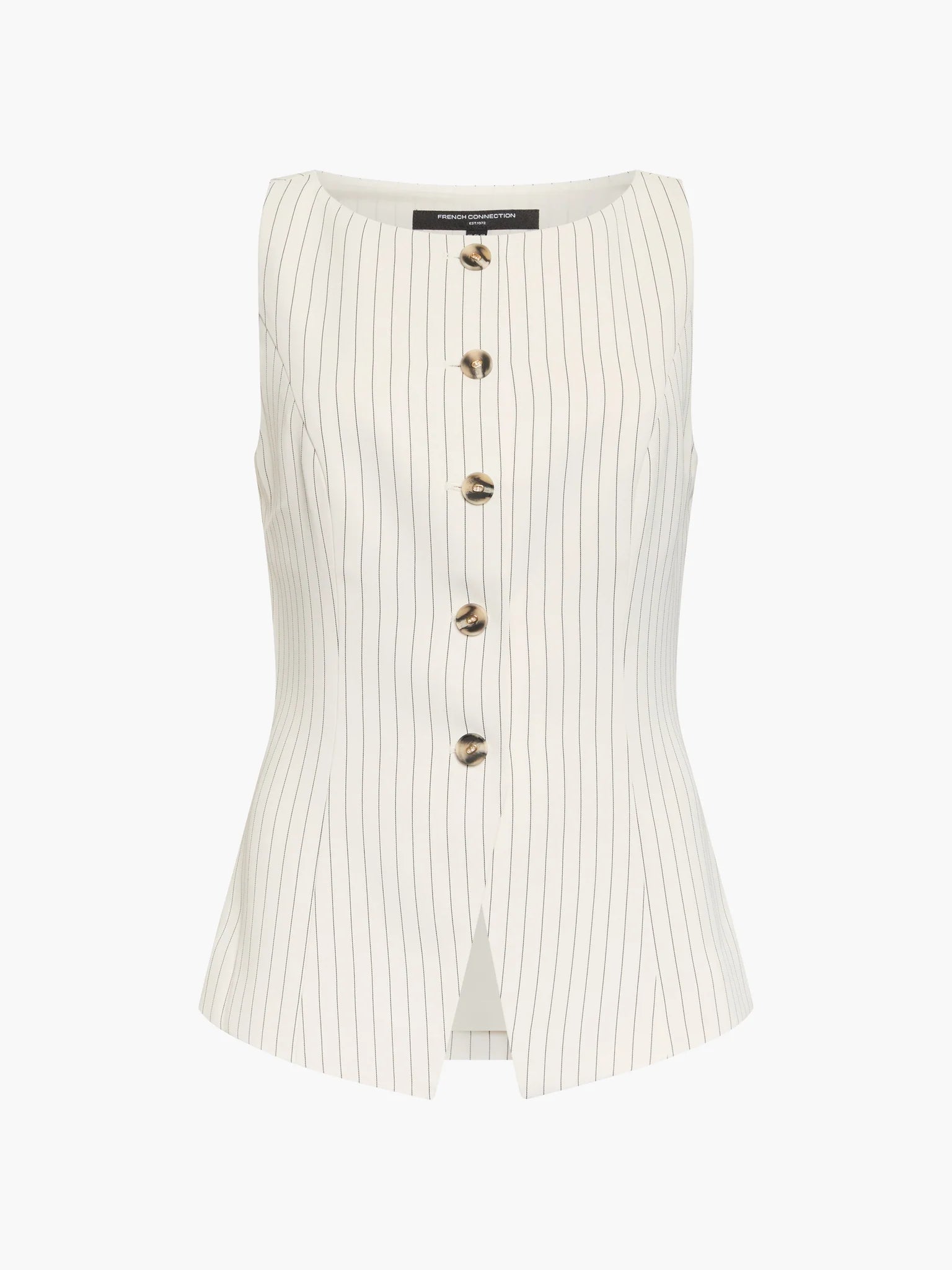 French Connection Vinnie Pinstripe Waistcoat Porcelain Cream-Black