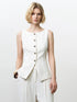 French Connection Vinnie Pinstripe Waistcoat Porcelain Cream-Black