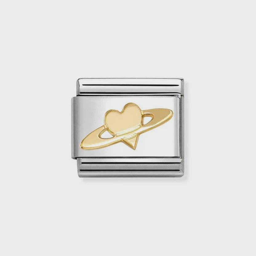 Nomination Gold Saturn Heart Charm