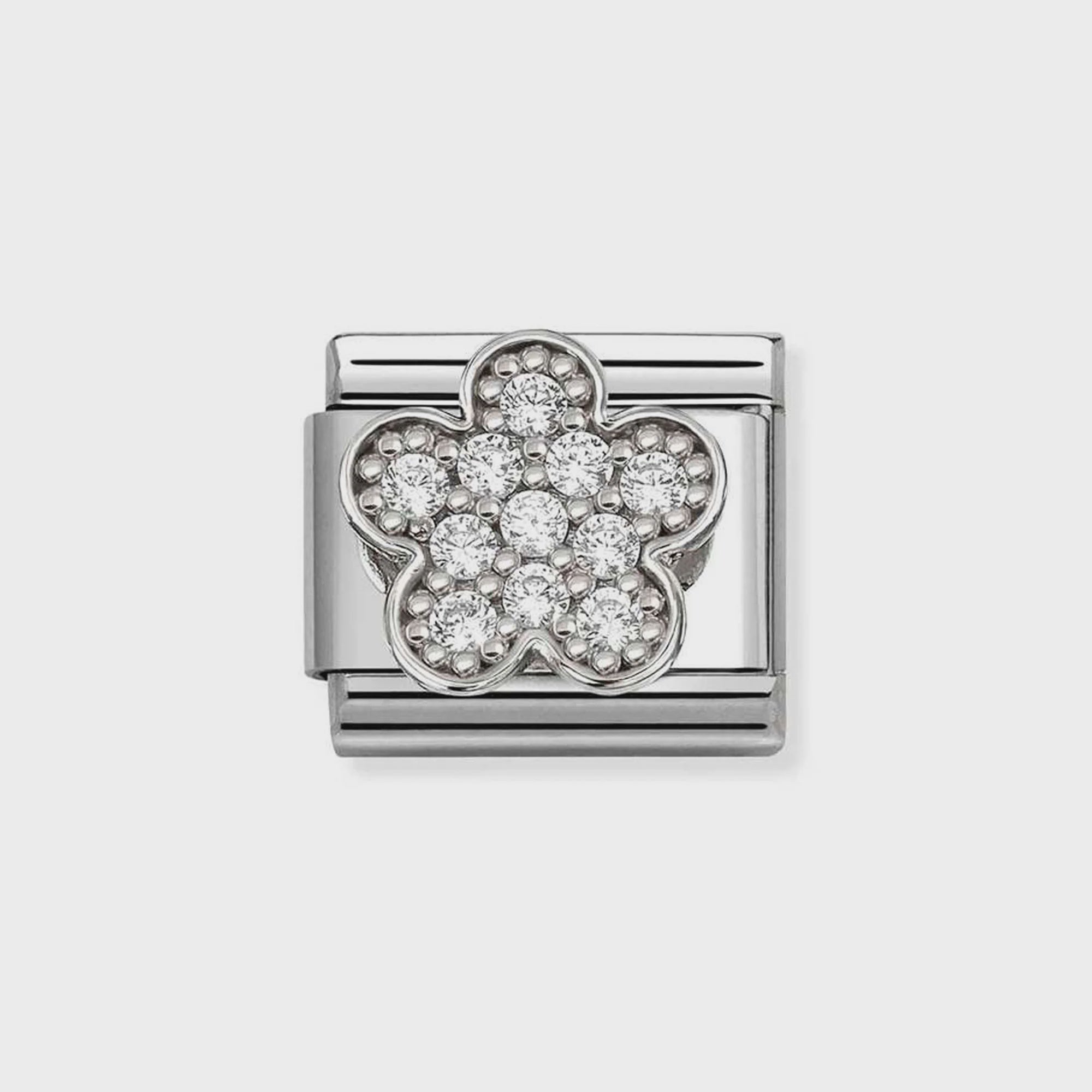 Nomination Silver Rich White Flower Charm