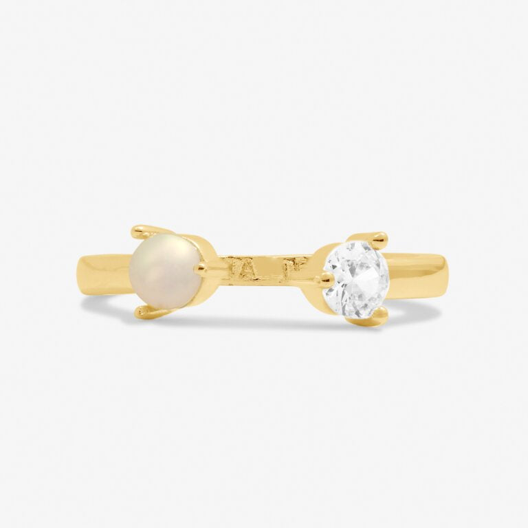 Joma Halo Pearl CZ & Pearl Gold Ring