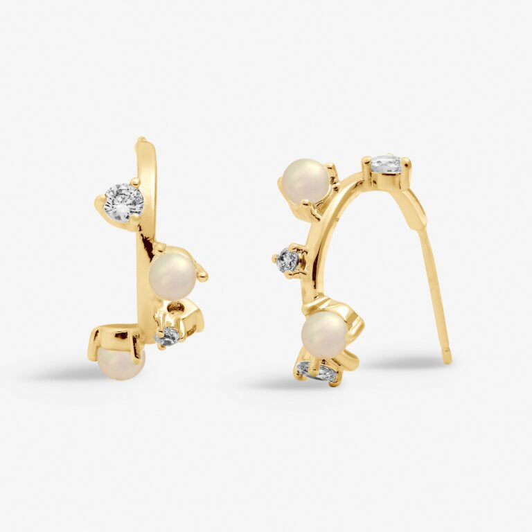 Joma Halo Pearl CZ & Pearl Gold Hoop Earrings