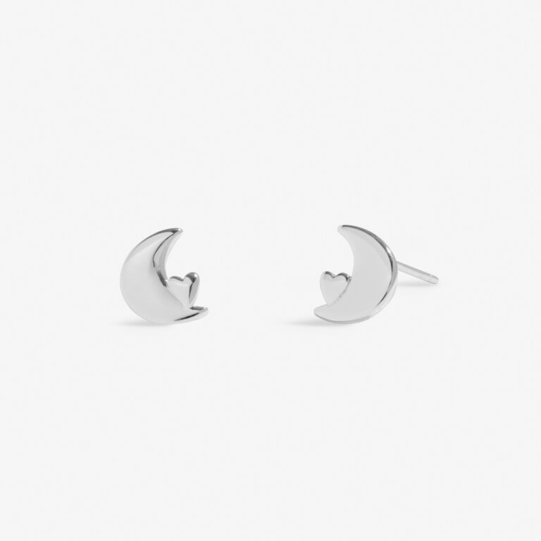 Joma Boxed A Little Love You To The Moon Silver Earrings