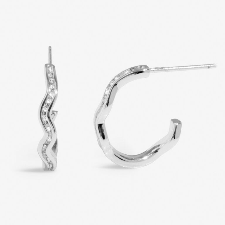 Joma Soul Shine Wavy Rope Silver Set Of 2 Hoop Earrings