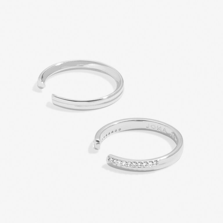 Joma Soul Shine CZ Band Silver Set Of 2 Rings