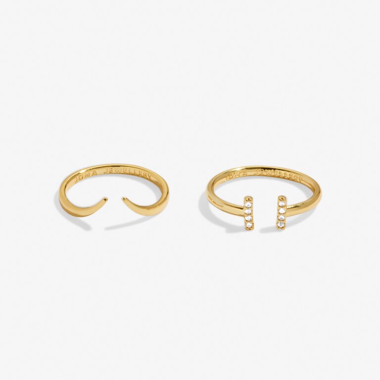 Joma Soul Shine CZ T Bar Gold Set Of 2 Rings