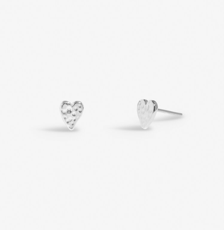 Joma Lumia Hammered Heart Silver Earrings