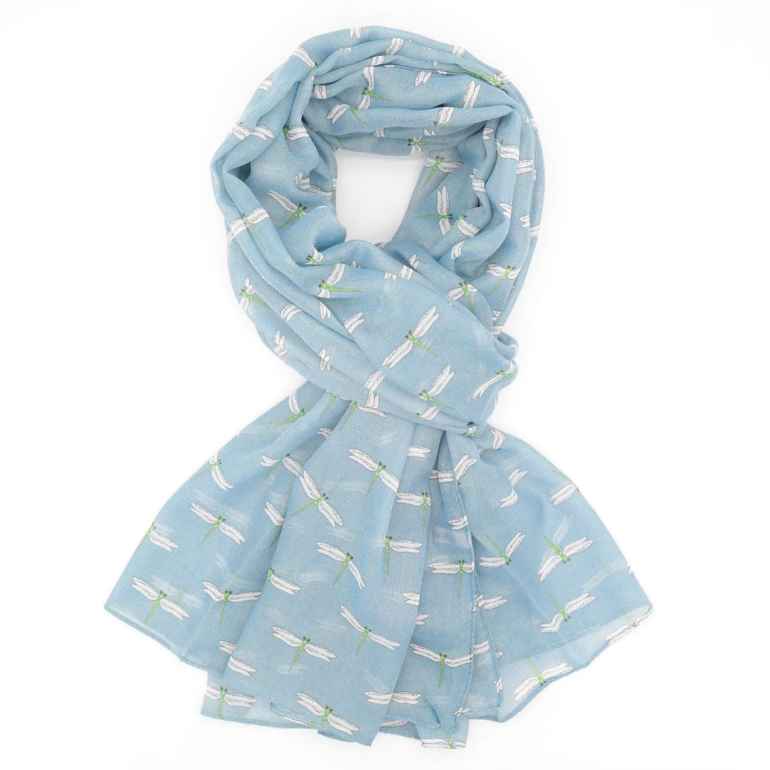 Pure Fashions Lua Dragonflies Scarf Pale Blue