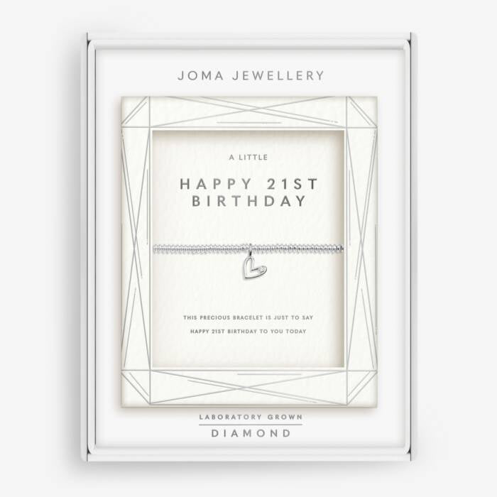 Joma Lab Grown Diamond A Little Happy 21st Birthday Silver Bracelet