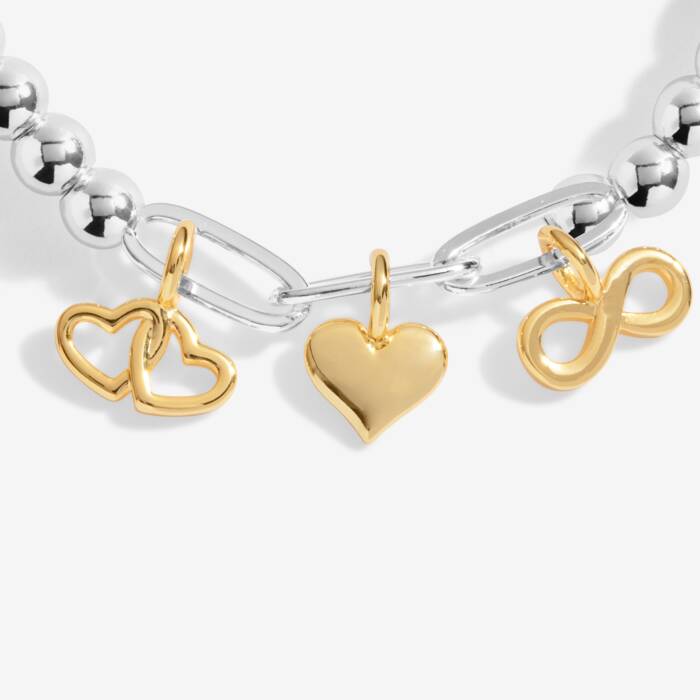Joma Silver & Gold Infinity Heart Charms Bracelet