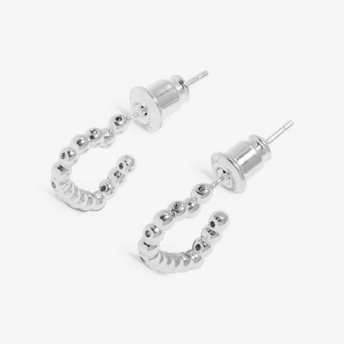 Joma Soul Shine Stack Statement Hearts Silver Set Of 2 Hoop Earrings