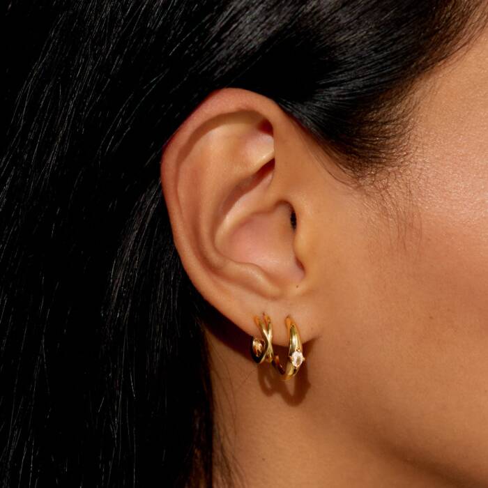 Joma Soul Shine Stack Crossover Gold Set Of 2 Hoop Earrings