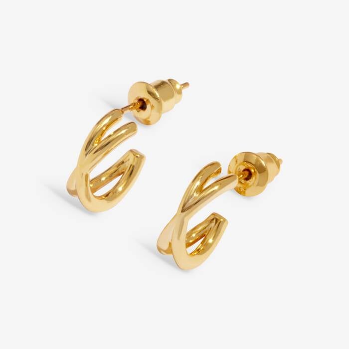 Joma Soul Shine Stack Crossover Gold Set Of 2 Hoop Earrings