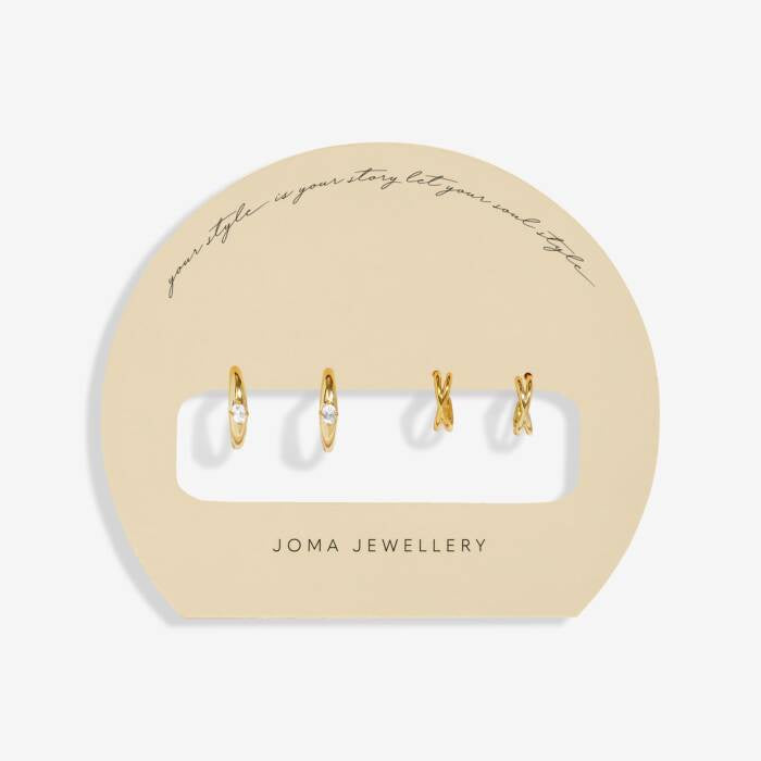 Joma Soul Shine Stack Crossover Gold Set Of 2 Hoop Earrings