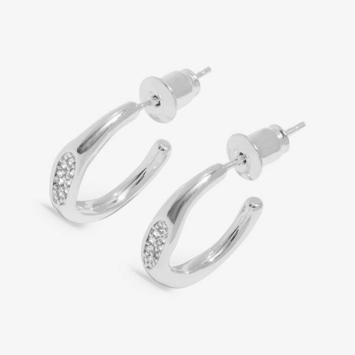 Joma Soul Shine Stack Organic Silver Set Of 2 Hoop Earrings