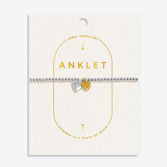 Joma Double Heart Silver & Gold Anklet