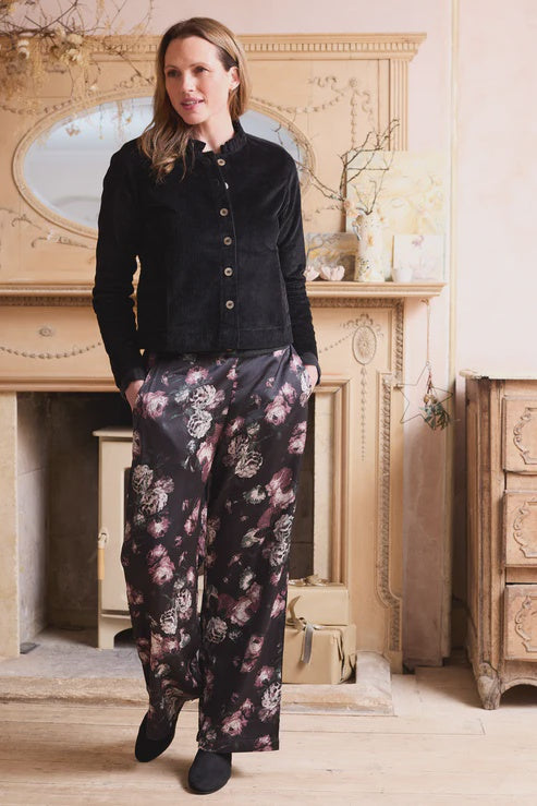 Lily & Me Grace Printed Satin Wide Leg Trousers Imogen Black