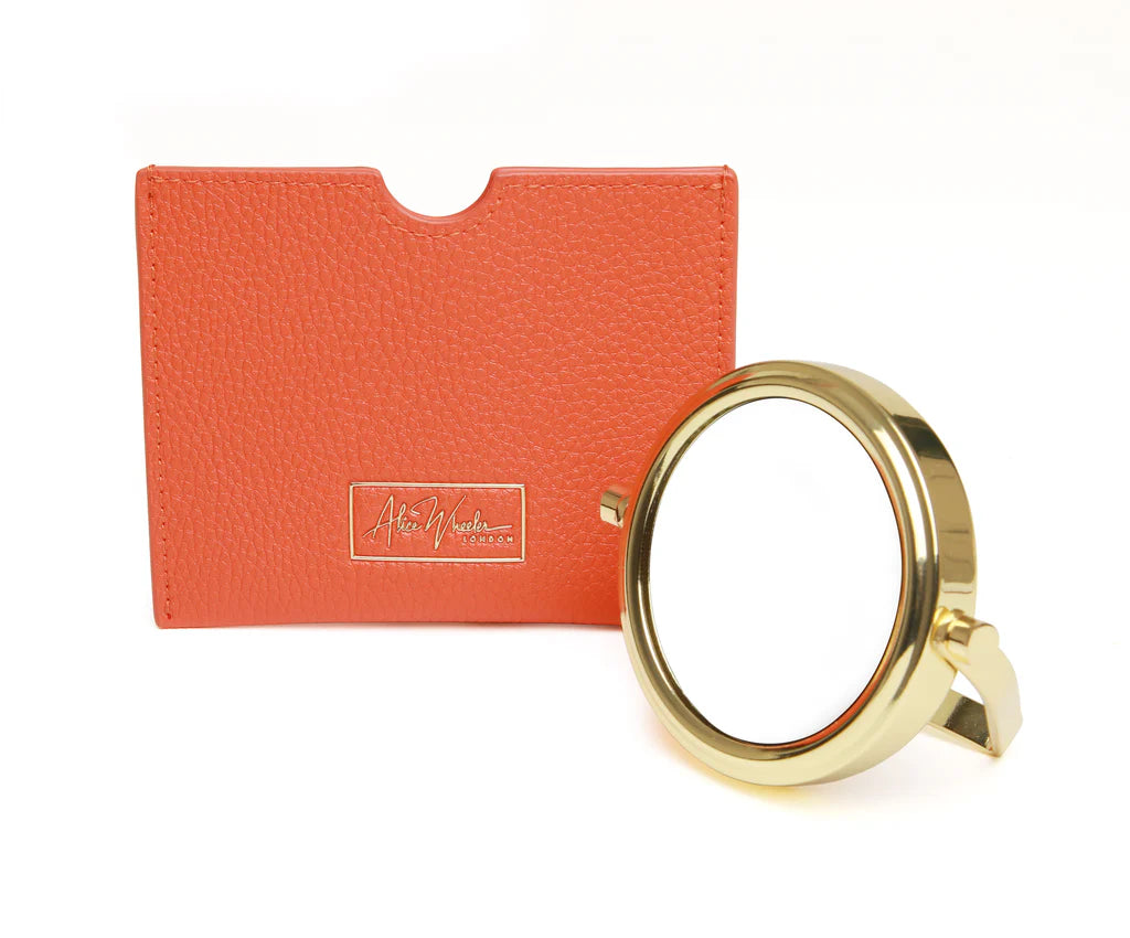 Alice Wheeler Travel Mirror & Pouch - 7x Magnification Orange