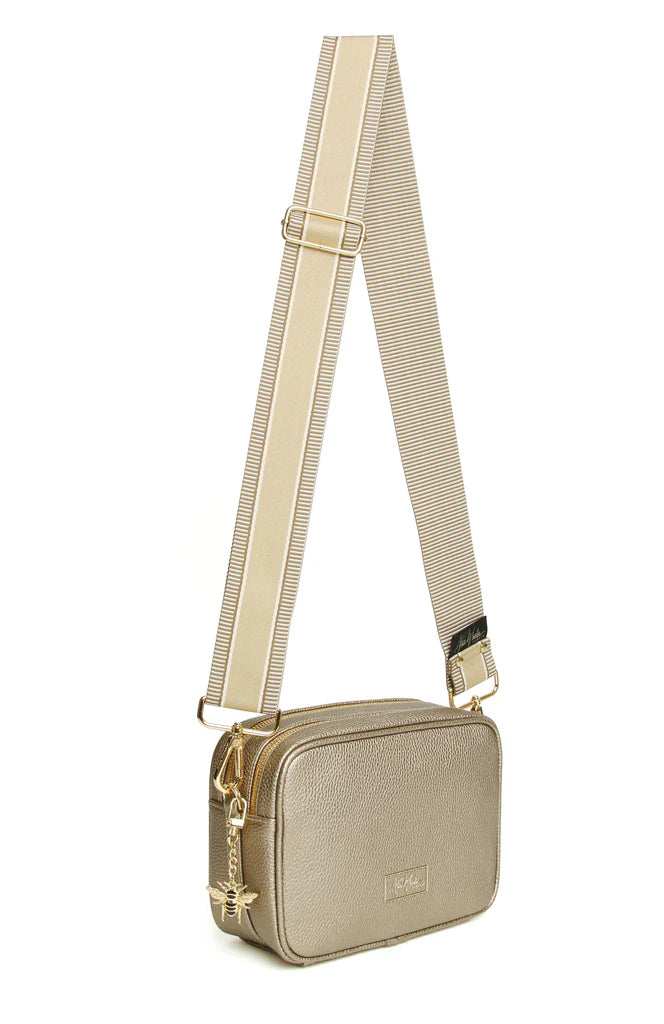 Alice Wheeler Soho Double Zipped Cross Body Bag Bronze