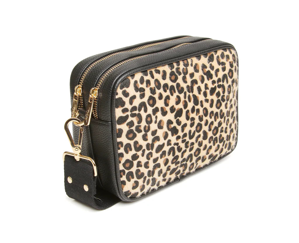 Alice Wheeler Soho Double Zipped Cross Body Bag Leopard