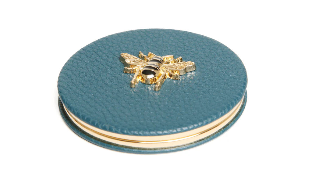 Alice Wheeler Round Compact Mirror Teal