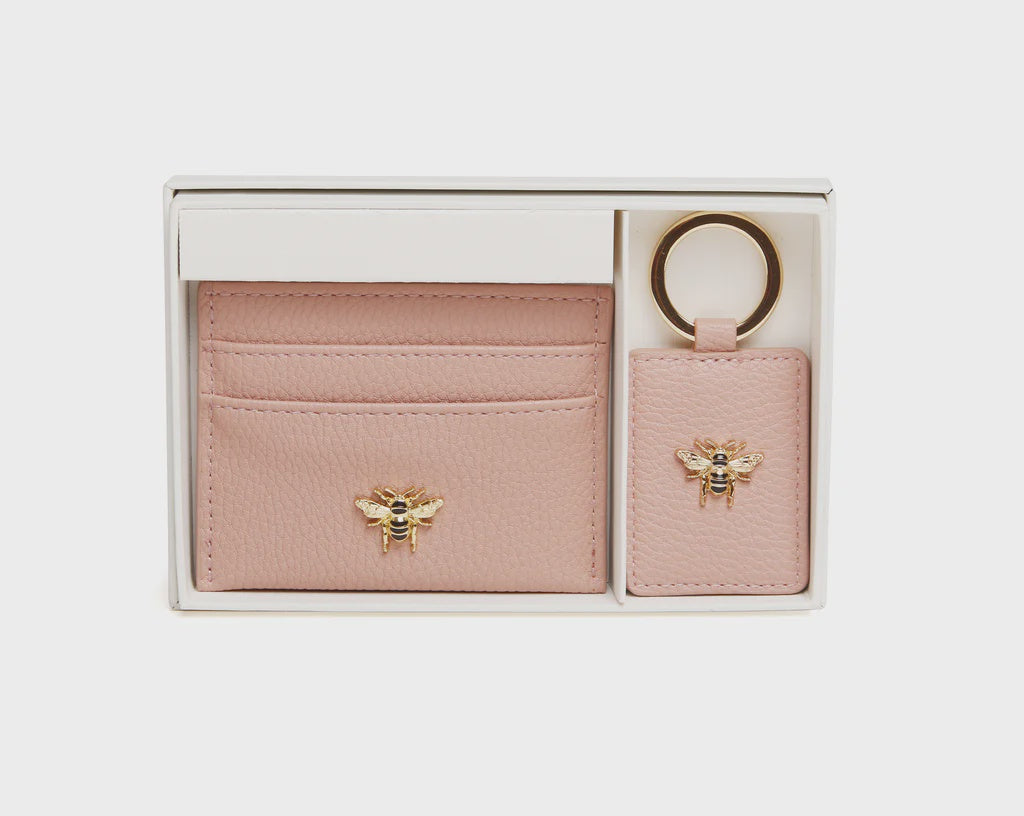 Alice Wheeler Bow Card Holder & Key Ring Gift Set Pink