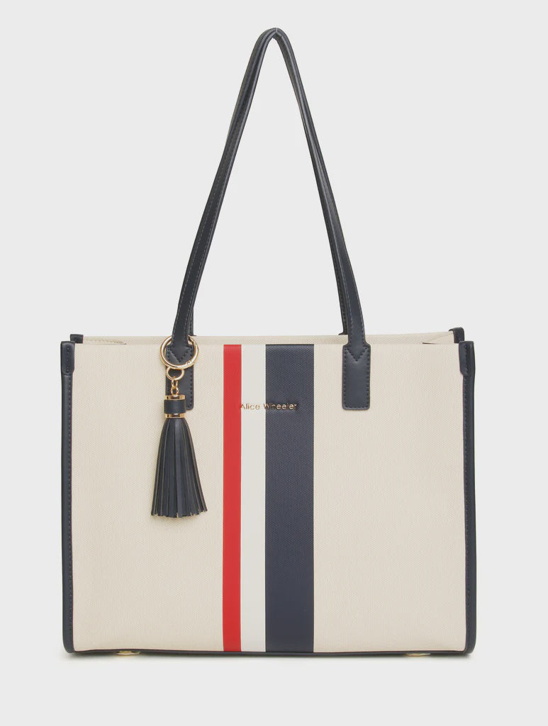 Alice Wheeler Amalfi  Tote Bag Navy Stripe