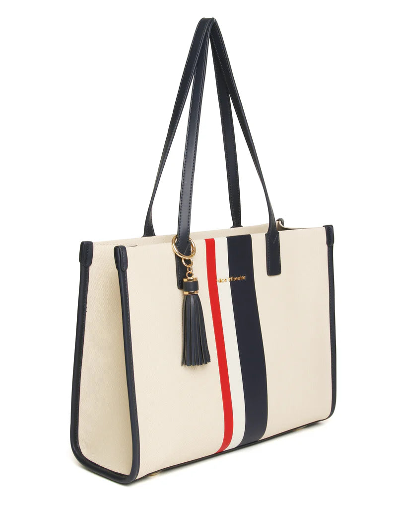 Alice Wheeler Amalfi  Tote Bag Navy Stripe