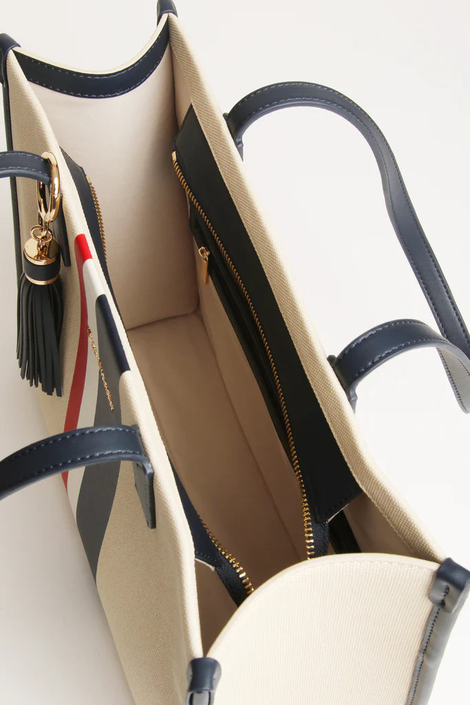 Alice Wheeler Amalfi  Tote Bag Navy Stripe