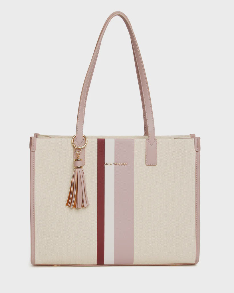 Alice Wheeler Amalfi  Tote Bag Pink Stripe