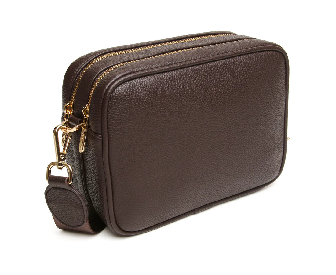 Alice Wheeler Soho Double Zip Camera Crossbody Bag Chocolate