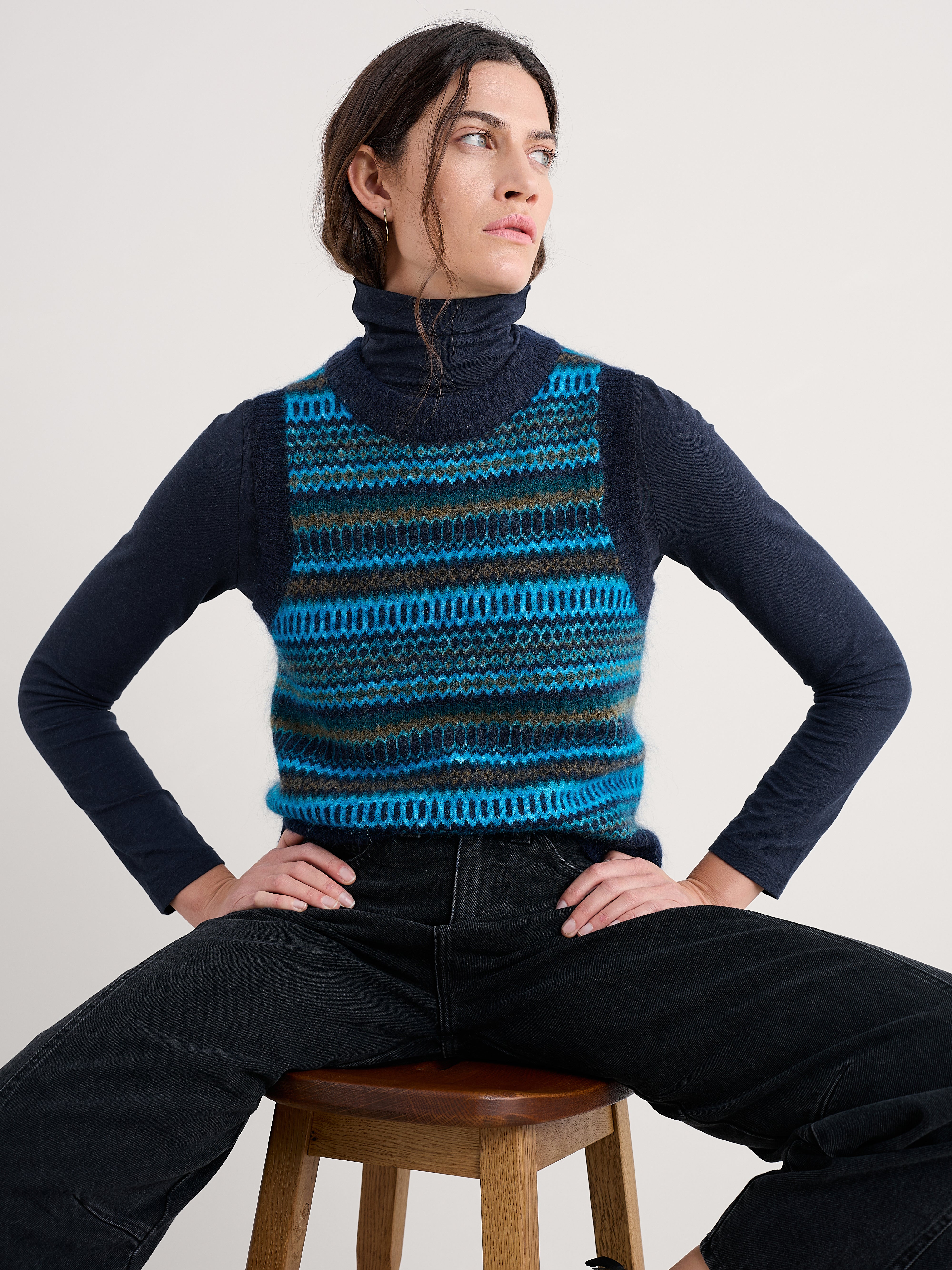 Seasalt Annik Vest Modernist Cyan Multi