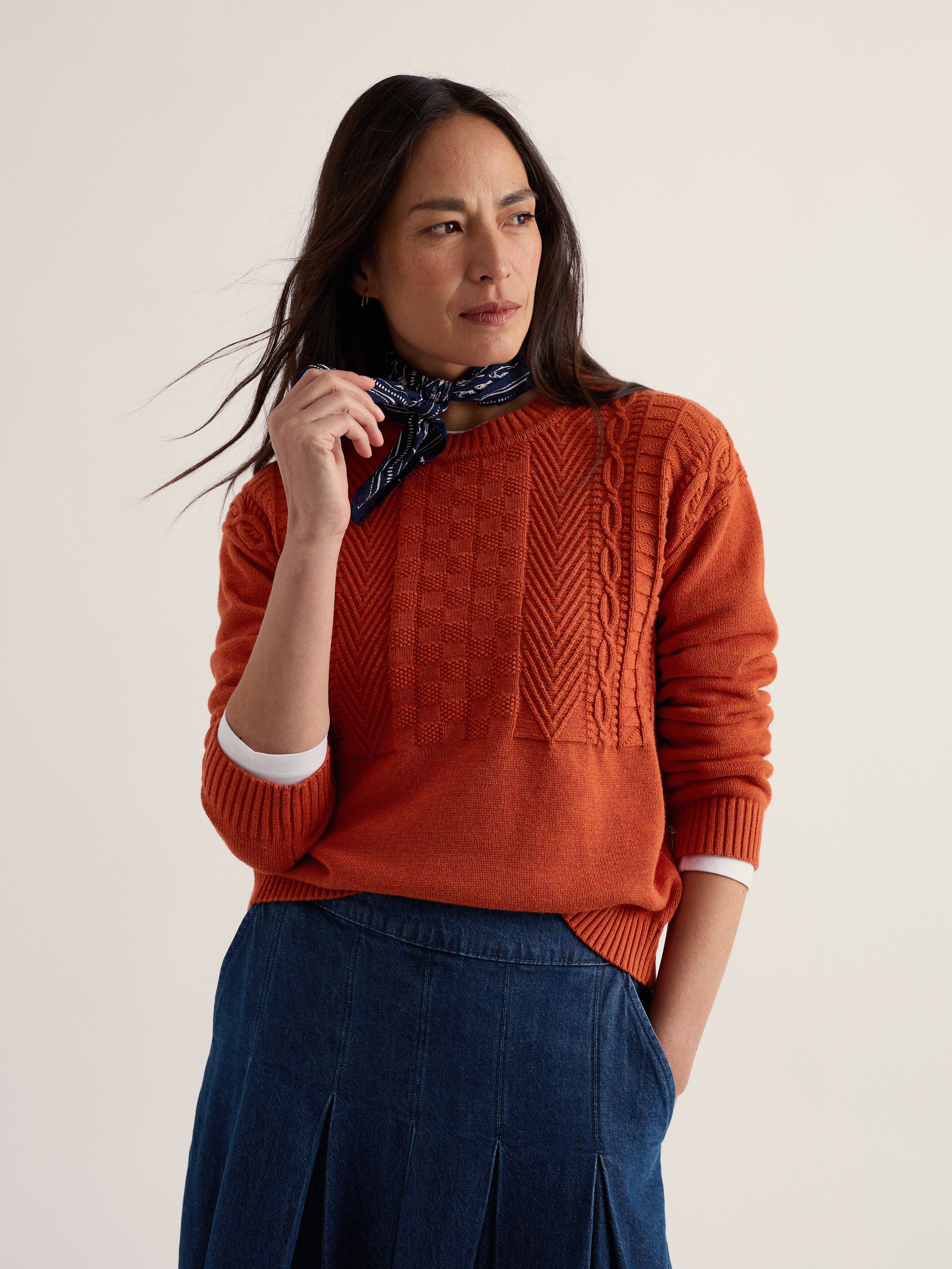 Seasalt Applewood Organic Cotton Crew Neck Jumper Cinnamon