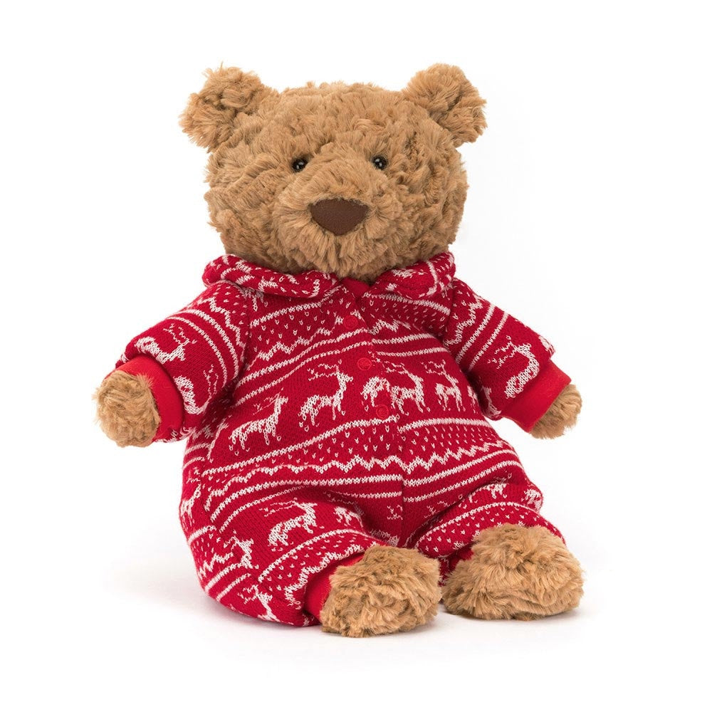 Jellycat Bartholomew Bear Winter Pyjamas BARM2WPJ.  FREE DELIVERY.