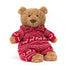 Jellycat Bartholomew Bear Winter Pyjamas BARM2WPJ.  FREE DELIVERY.