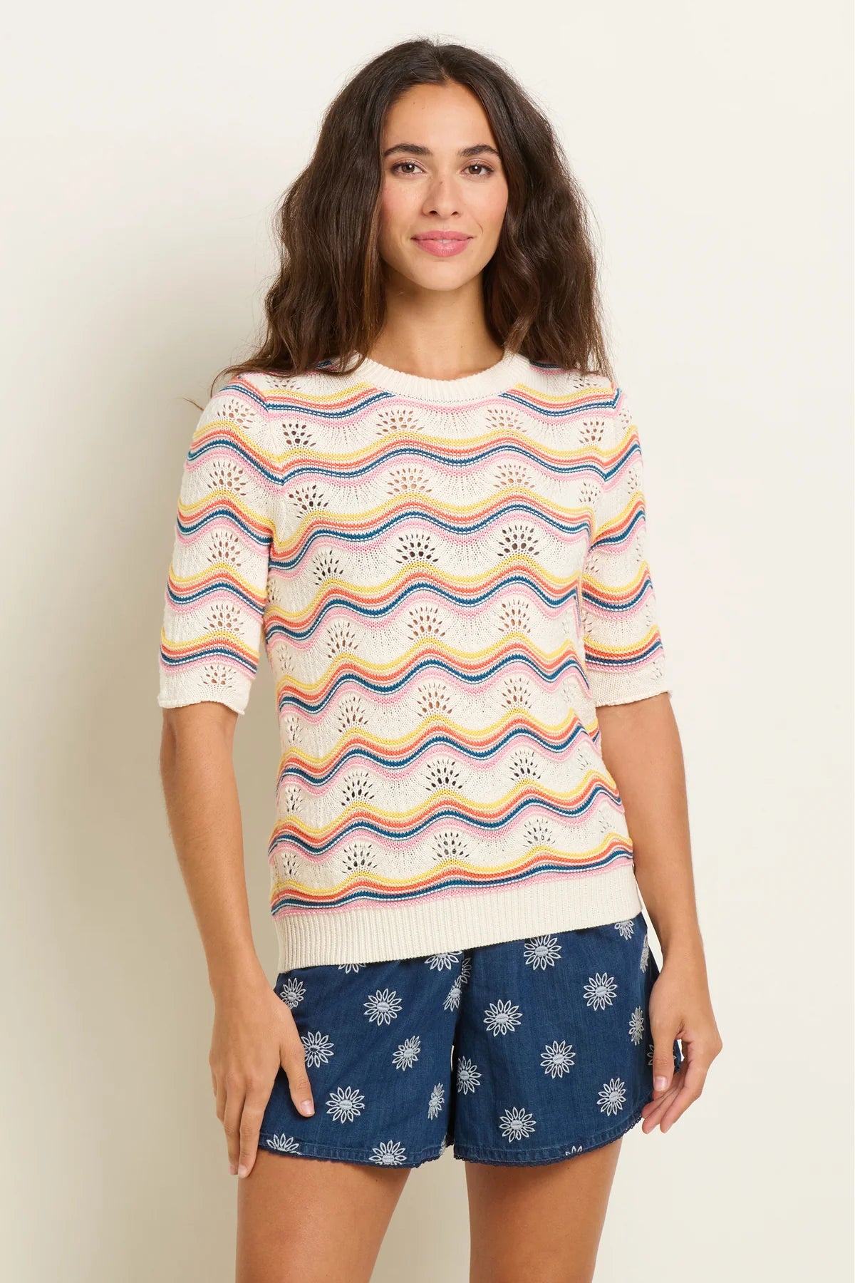 Brakeburn Rainbow Wave Knitted Tee Multi