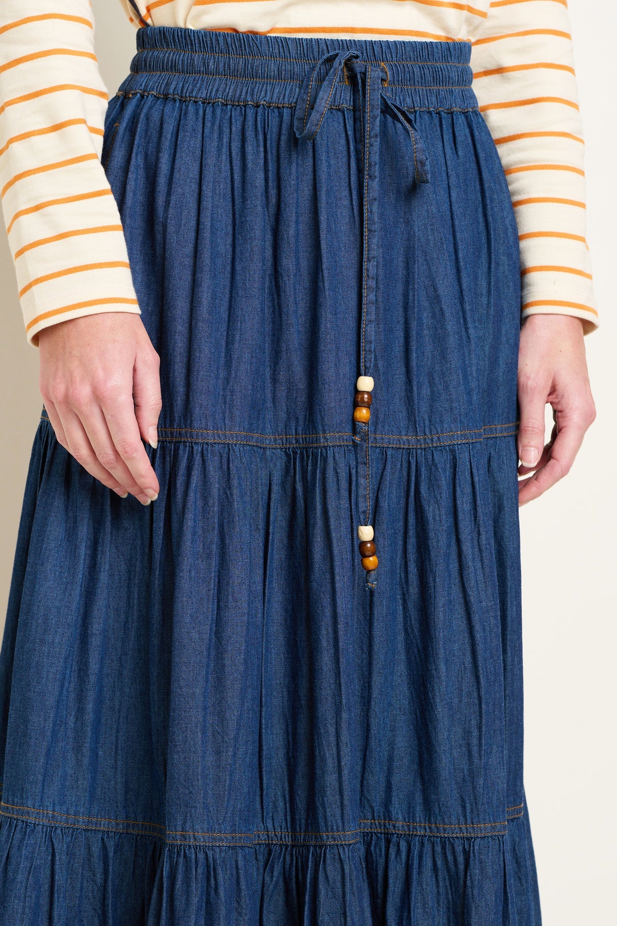 Brakeburn Denim Maxi Skirt Blue