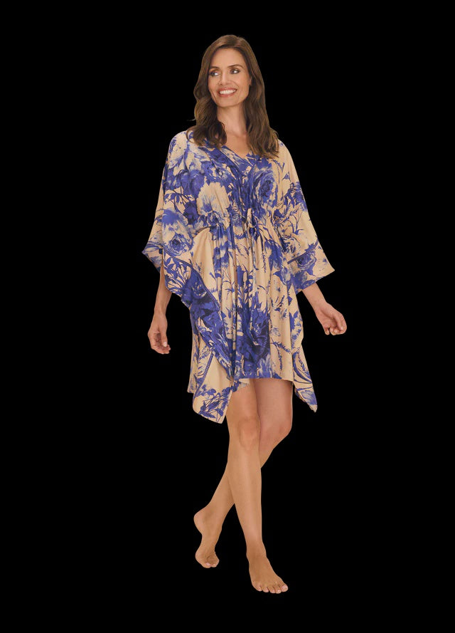 Powder China Blue Blooms Beach Cover Up