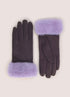 Powder Bettina Faux Suede/Fur Gloves Damson