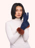 Powder Bettina Faux Suede/Fur Gloves Navy