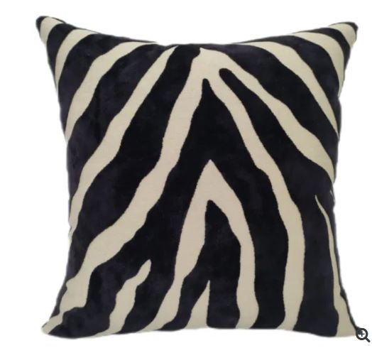 Malini Zebra Cut Velvet Cushion 43 x 43