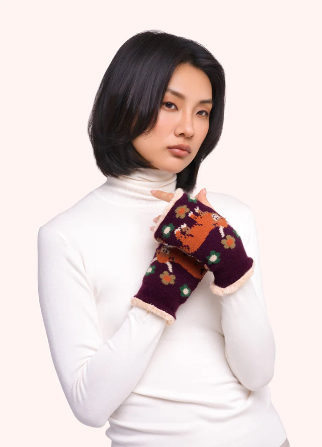 Powder Highland Cow Wrist Warmer Damson